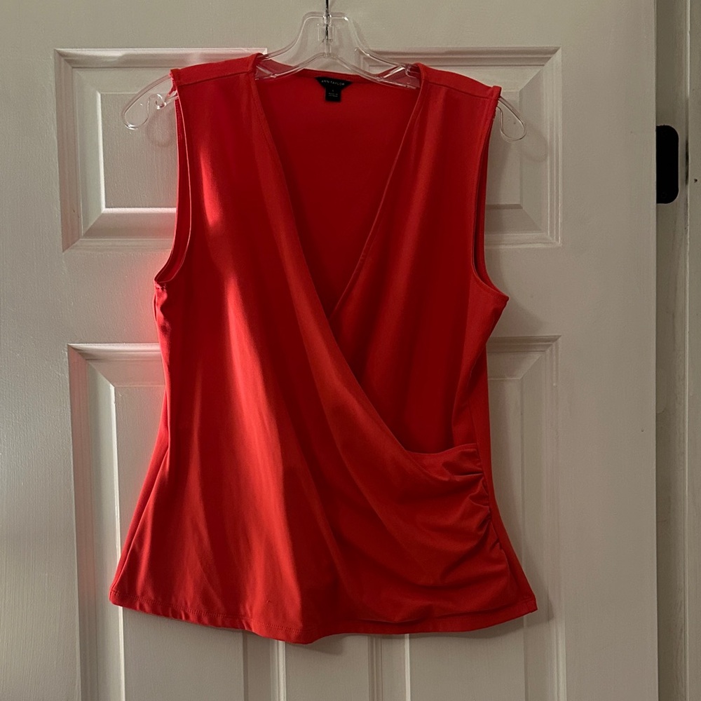 Ann Taylor Vibrant Red Sleeveless Blouse